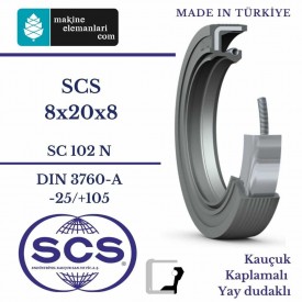 8x20x8 mm SCS NBR DÖNER MİL YAĞ KEÇESİ 8*20*8 mm